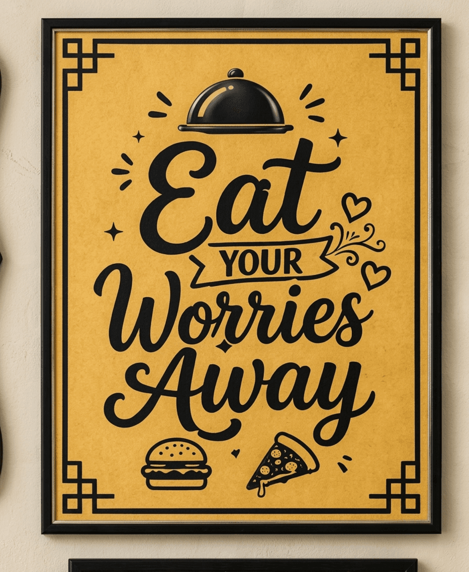 Eat Your Worries Away | Kitchen Wall Art Frame decor