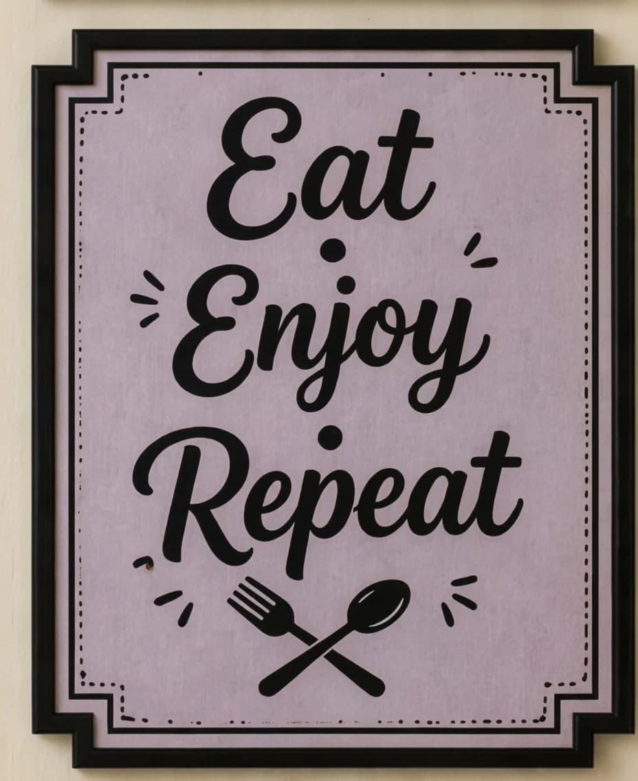 Eat Enjoy Repeat | Kitchen Wall Art Frame Decor